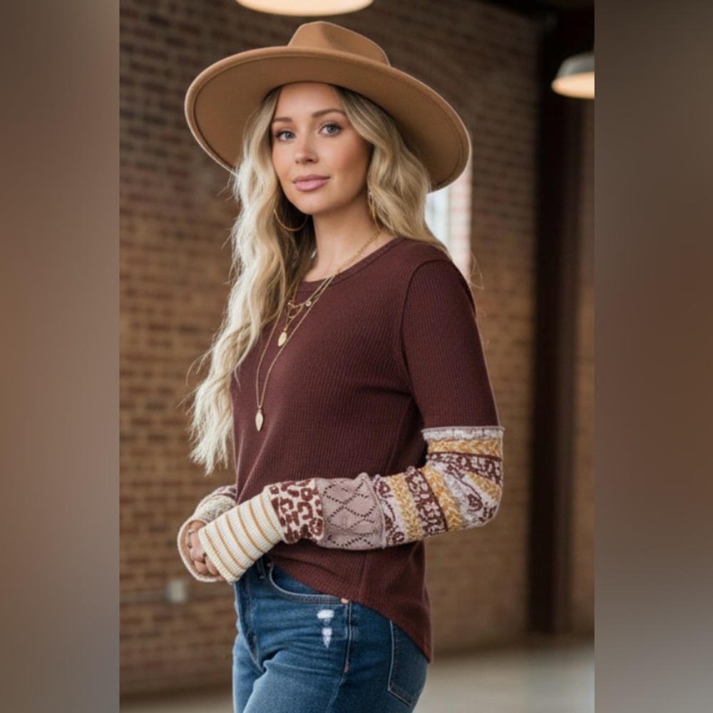 We The Free by Free People All In Cuff Thermal Waffle Knit Thumbhole Top - Picture 5 of 8